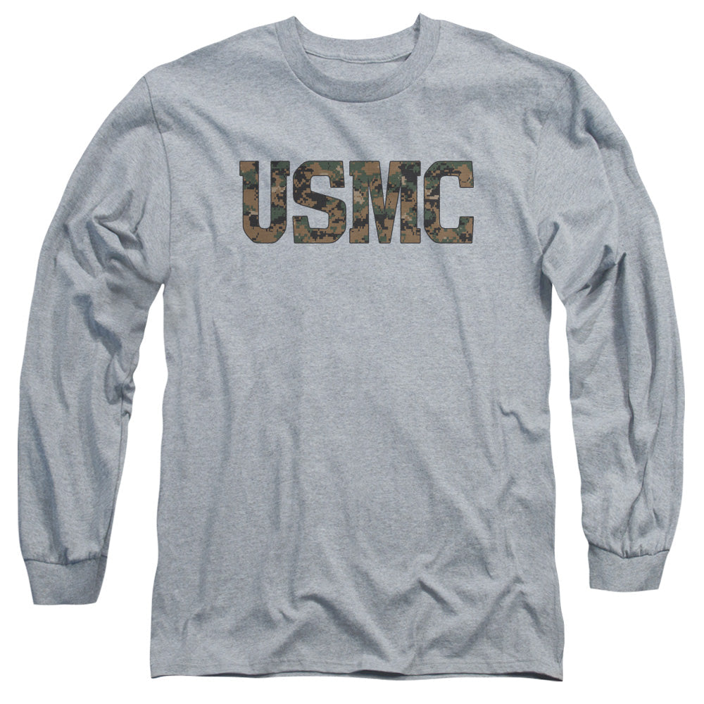 Us Marine Corps Usmc Camo Fill Mens Long Sleeve Shirt Athletic Heather Officially Licensed