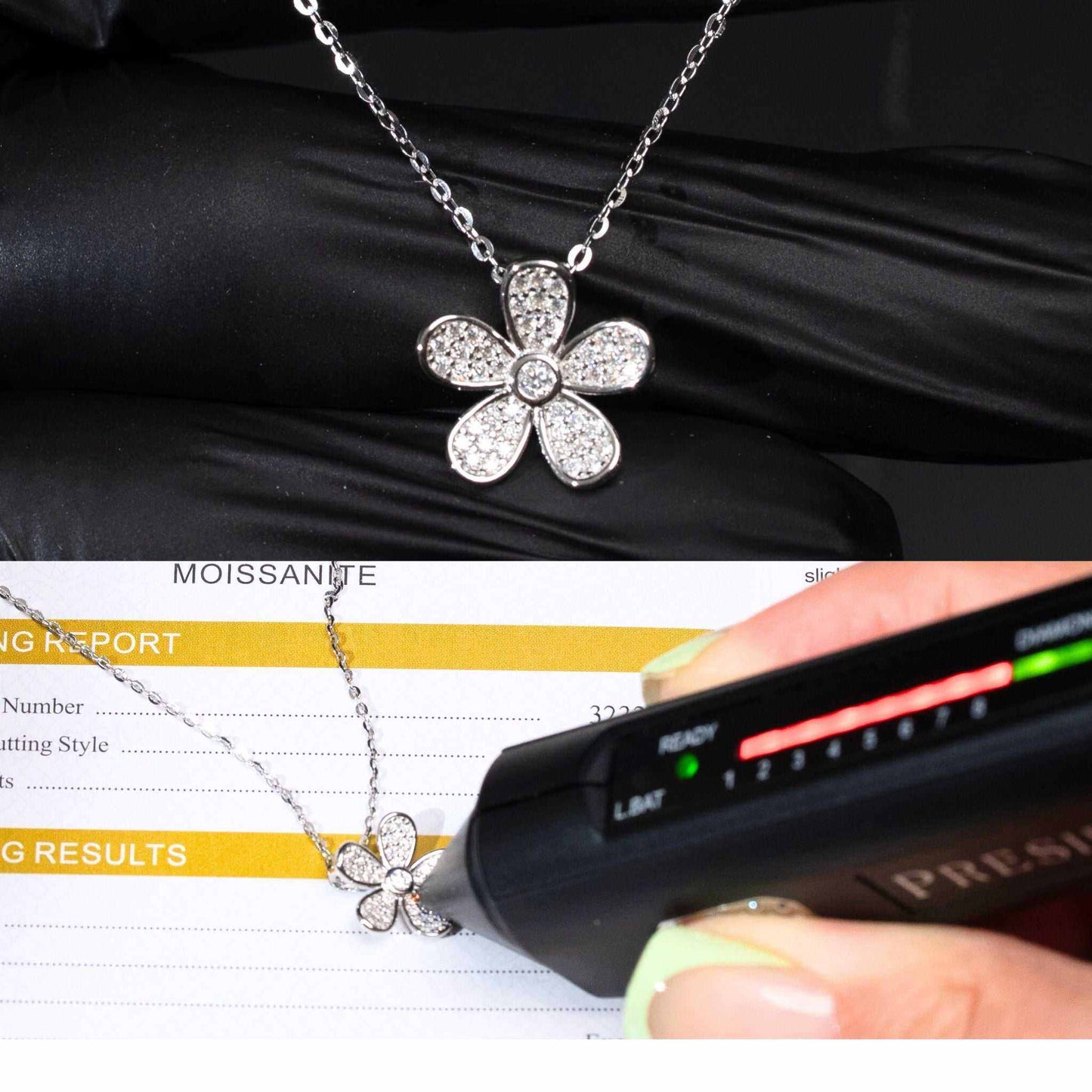 Moissanite Flower Necklace for Women – 925 Sterling Silver