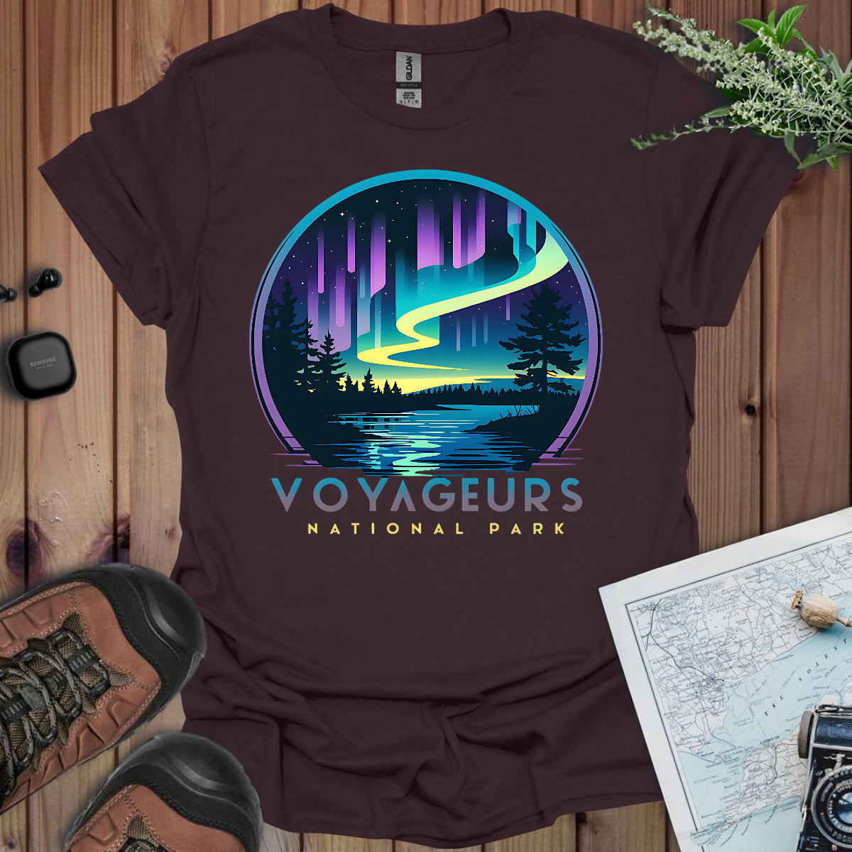 Voyageurs National Park Unisex Fit Soft T-Shirt Northern Lights Aurora Borealis