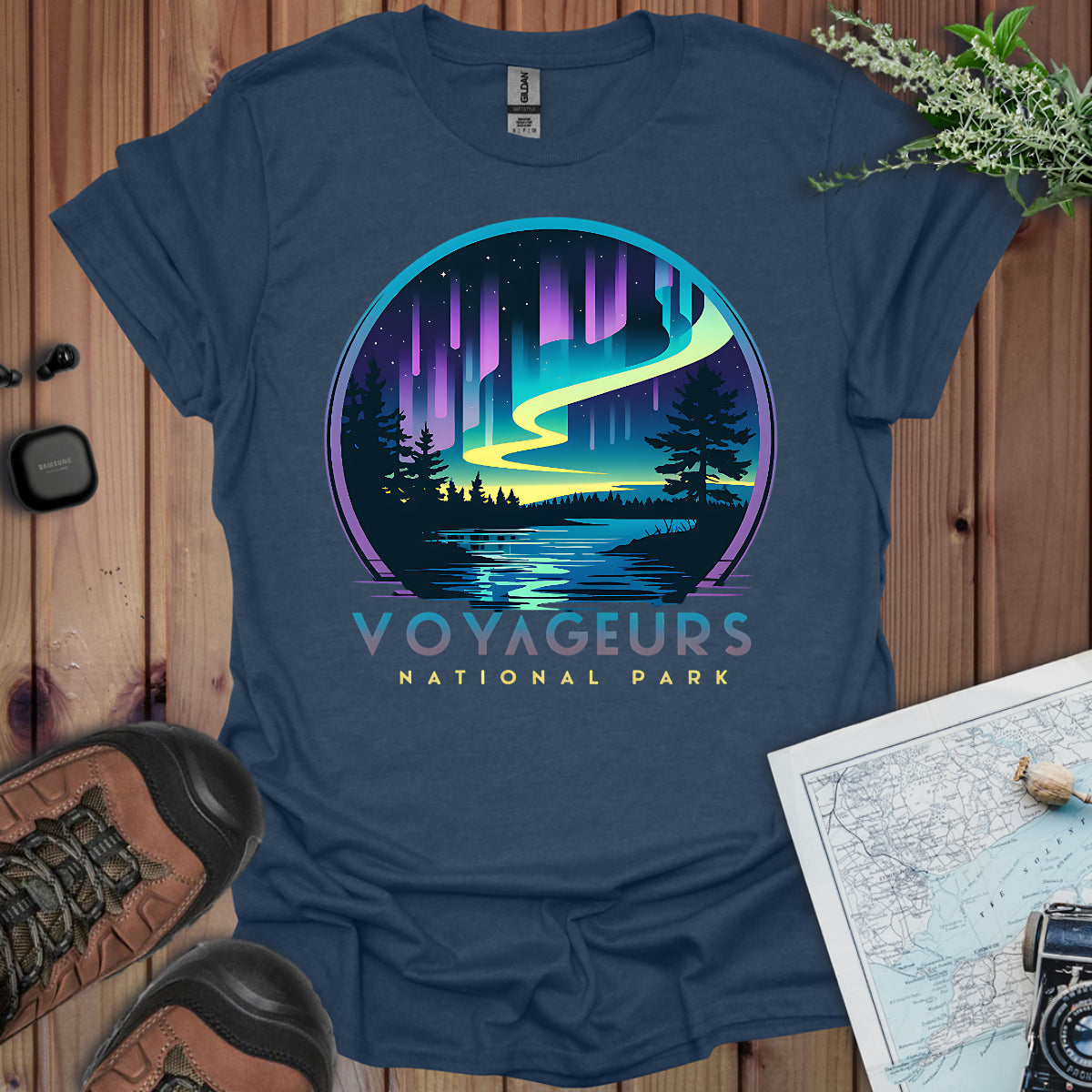Voyageurs National Park Unisex Fit Soft T-Shirt Northern Lights Aurora Borealis
