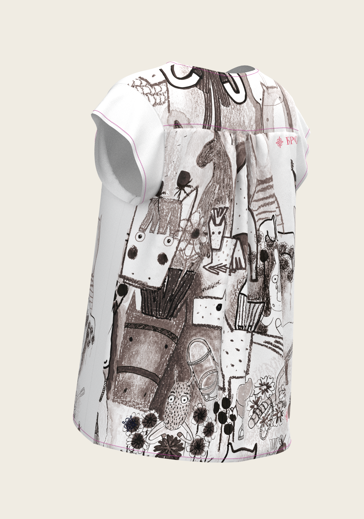 The Horse Fair Monochrome Loose Fitting V Neck Shirt
