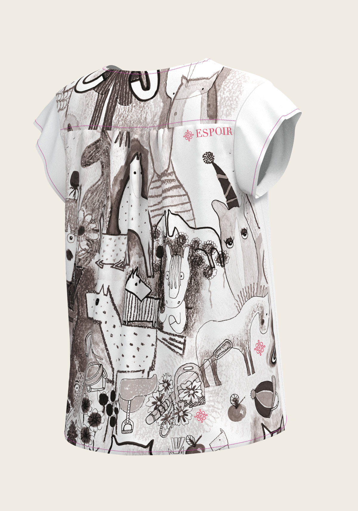 The Horse Fair Monochrome Loose Fitting V Neck Shirt