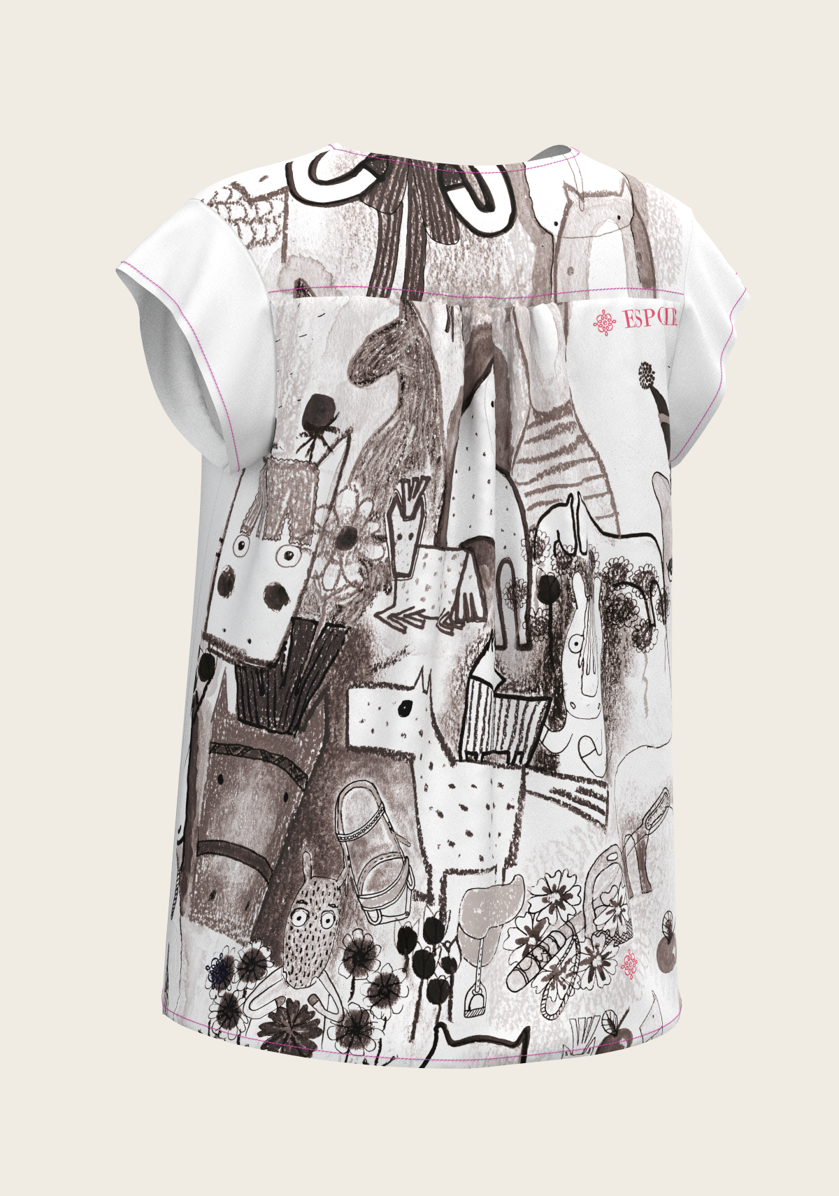 The Horse Fair Monochrome Loose Fitting V Neck Shirt