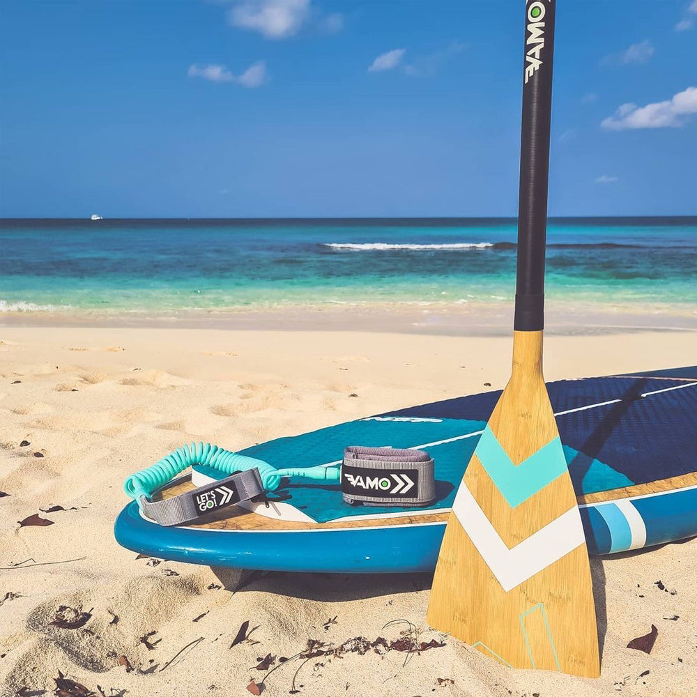 Carbon-Fiberglass Adjustable Paddle with ABS Edge - Bamboo/Caribbean