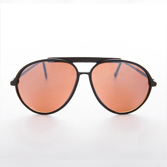 Retro Aviator Vintage Sunglass with Amber Lens - Vickers