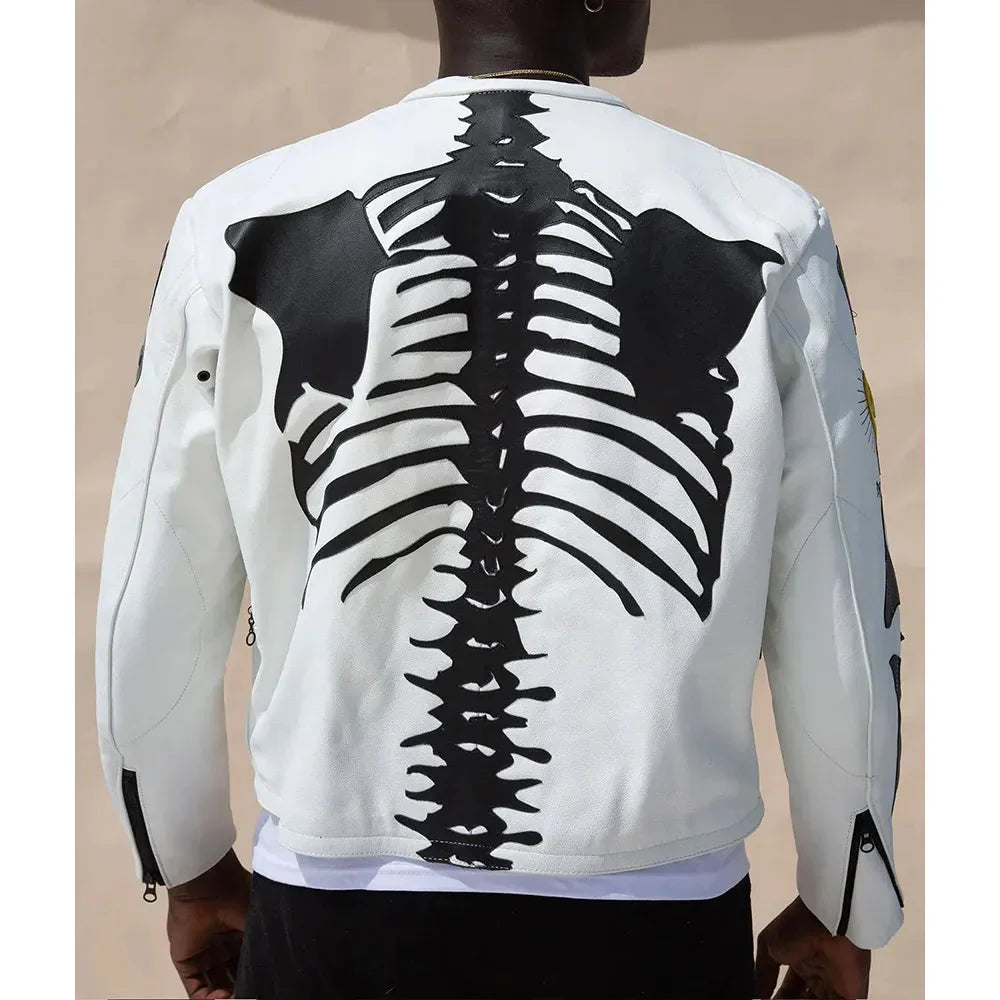 Vanson Skeleton White Leather Jacket