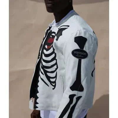 Vanson Skeleton White Leather Jacket