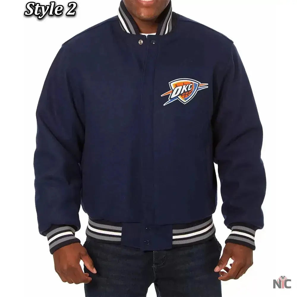 Varsity Oklahoma City Thunder Navy Wool Jacket