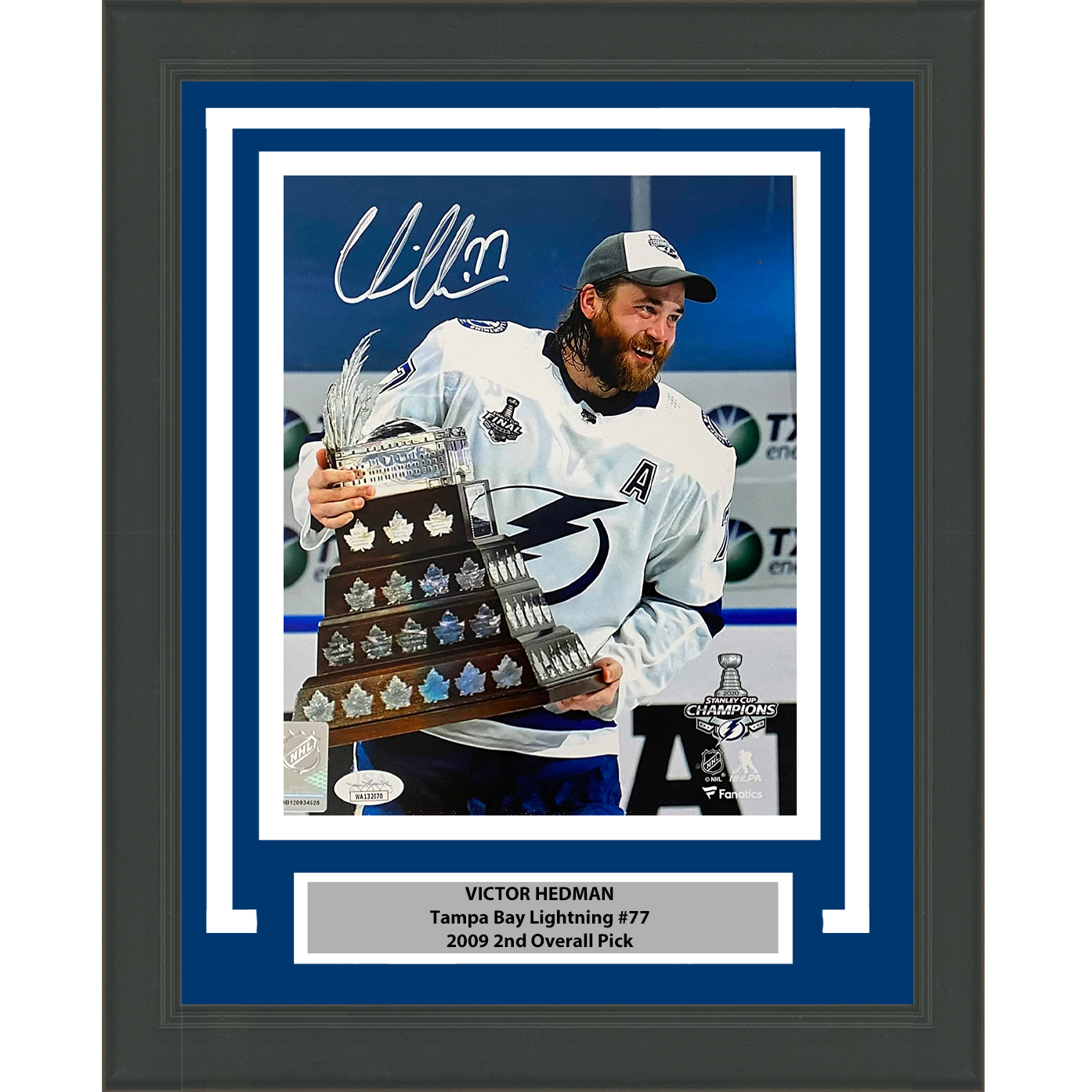 Framed Autographed/Signed Victor Hedman Tampa Bay Lightning 8x10 Hockey Photo JSA COA