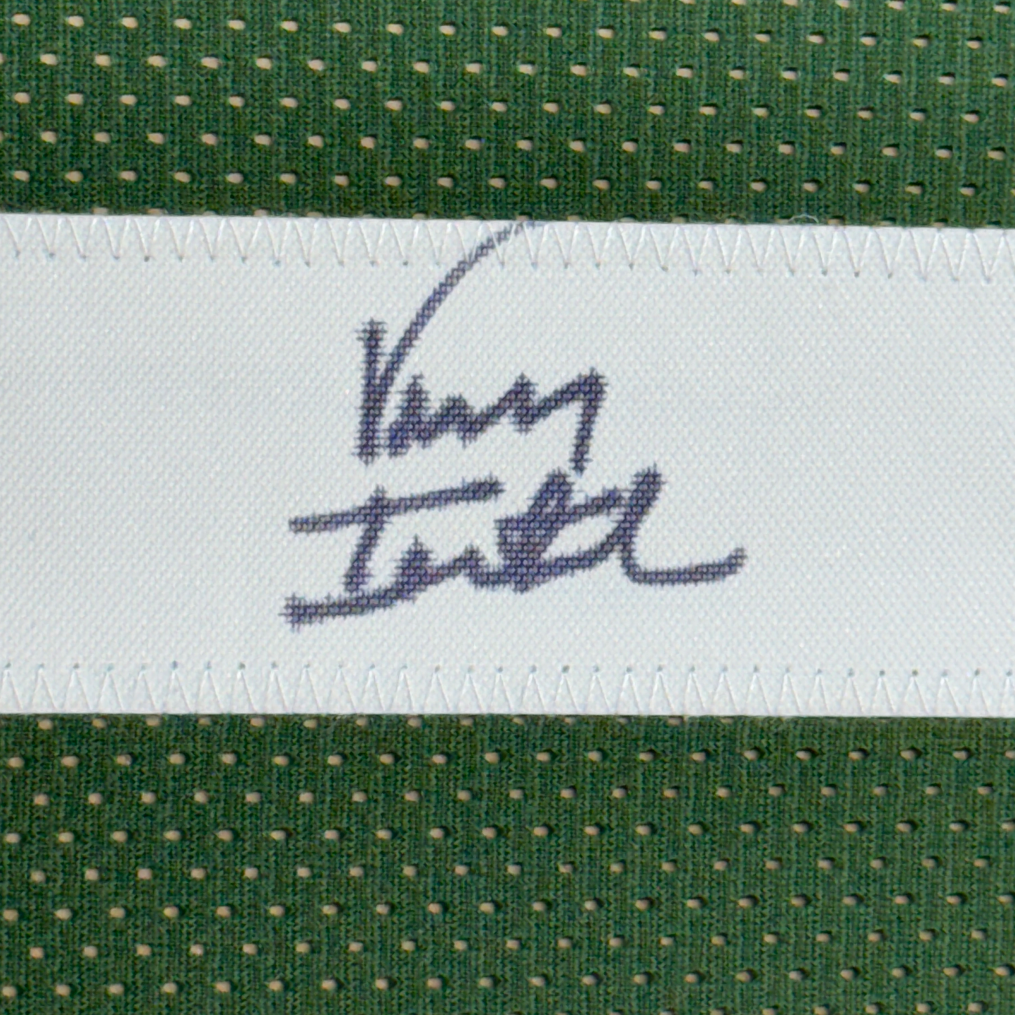 Framed Autographed/Signed Vinny Testaverde 35x39 New York Green Football Jersey JSA COA