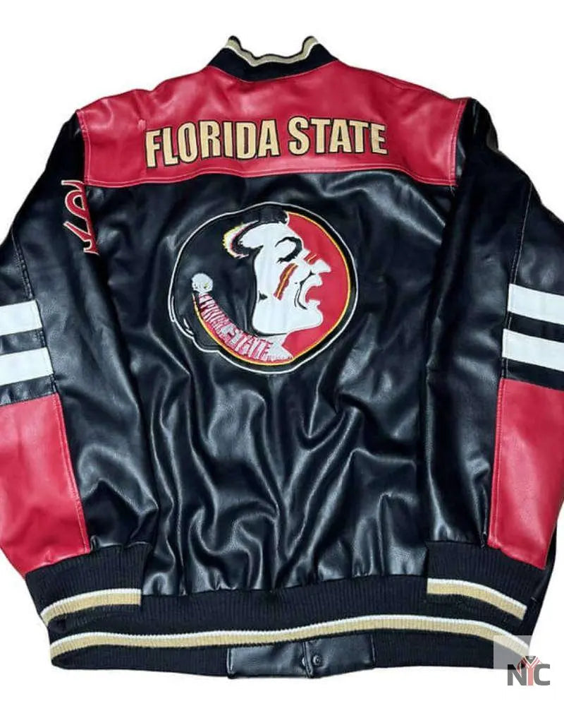Vintage FSU Embroidered Leather Jacket