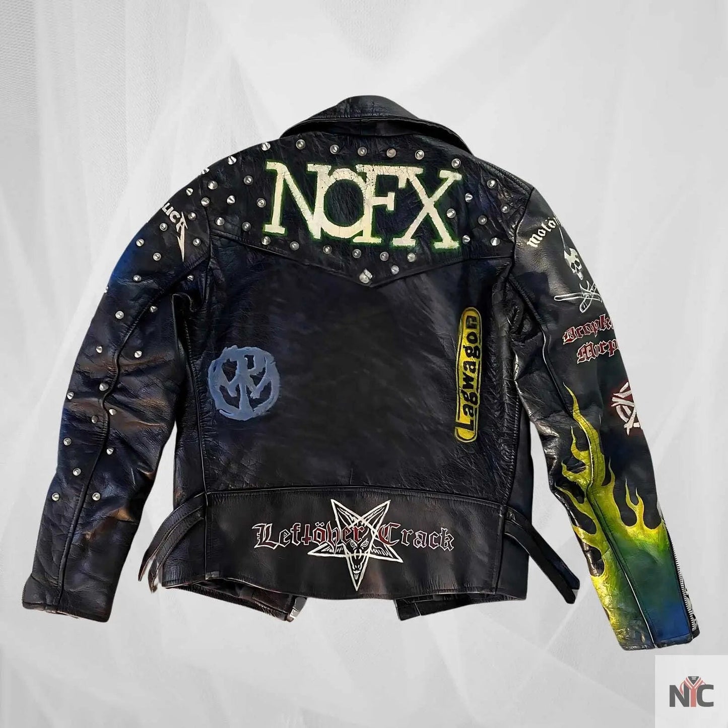 Vintage Punk Rock Hand-Painted Leather Jacket