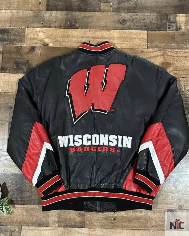 Vintage University Of Wisconsin Badgers Leather Jacket