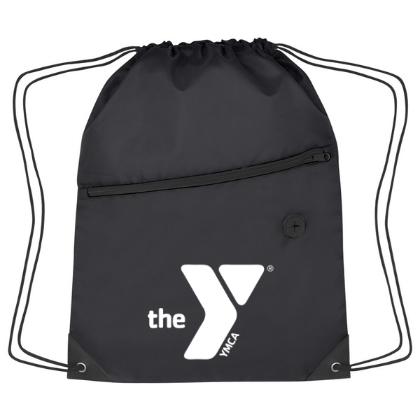 Drawstring Backpack with Front Zipper