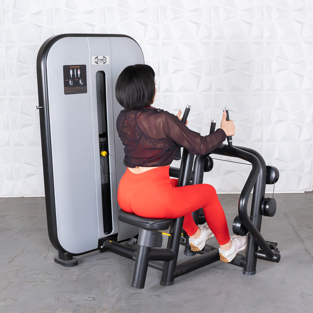 Vogue Seated Row - Muscle D Fitness - Adjustable Seat - Pin Selectorized - Lat Workout