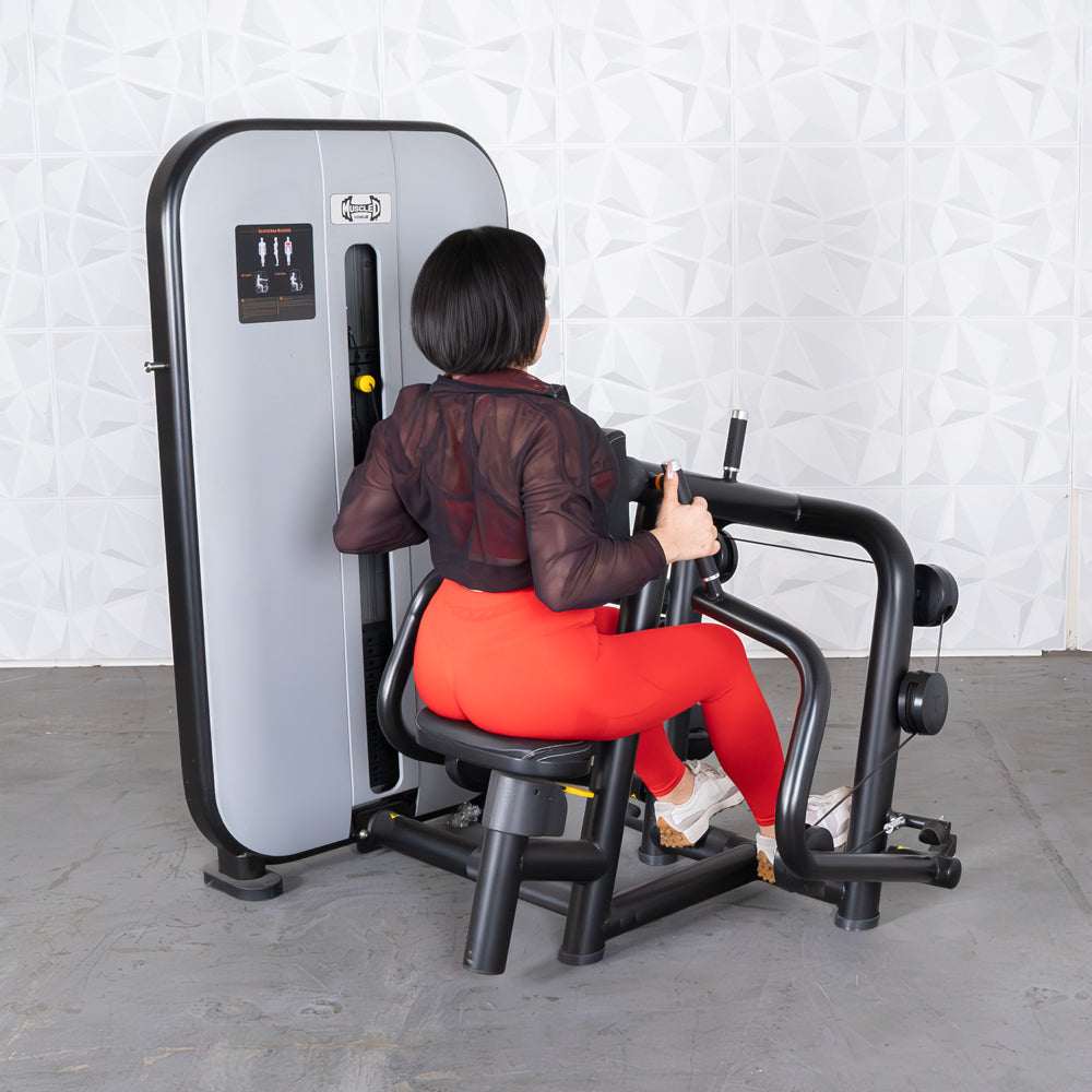Vogue Seated Row - Muscle D Fitness - Adjustable Seat - Pin Selectorized - Lat Workout