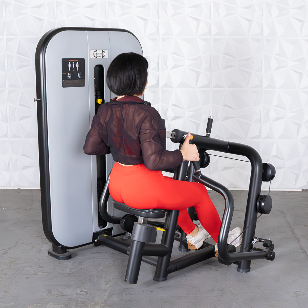 Vogue Seated Row - Muscle D Fitness - Adjustable Seat - Pin Selectorized - Lat Workout