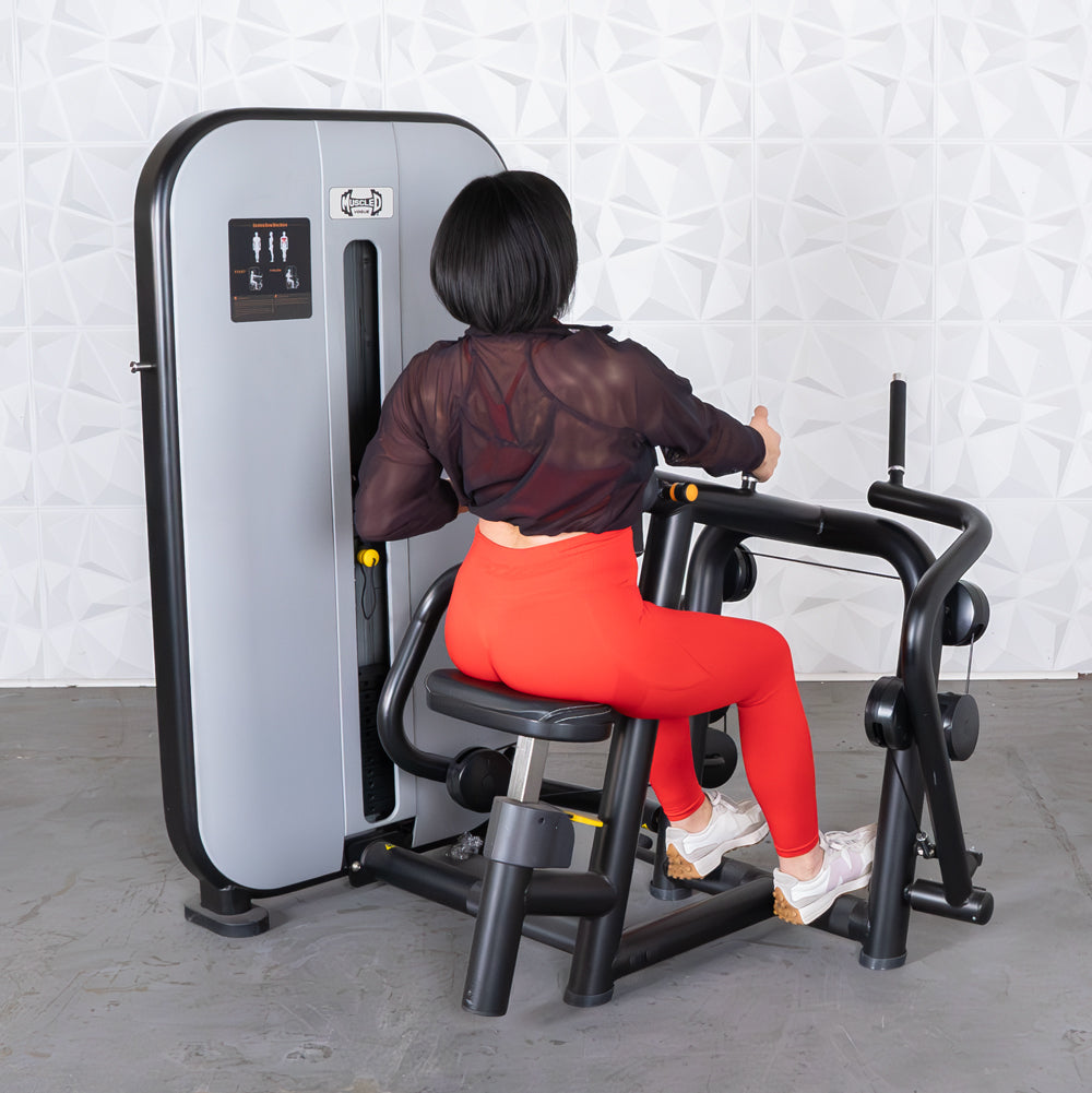 Vogue Seated Row - Muscle D Fitness - Adjustable Seat - Pin Selectorized - Lat Workout