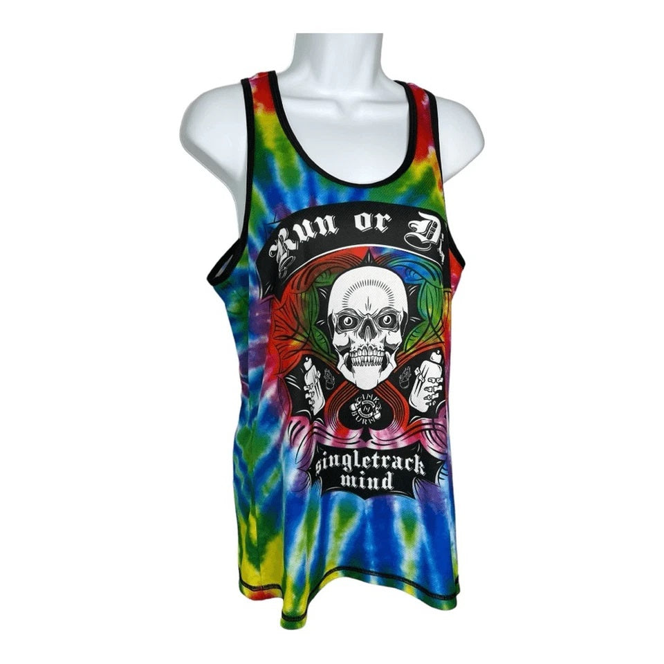 INKnBURN Women's RUN OF DIE Tie Dye Sunflower Singlet (Small)