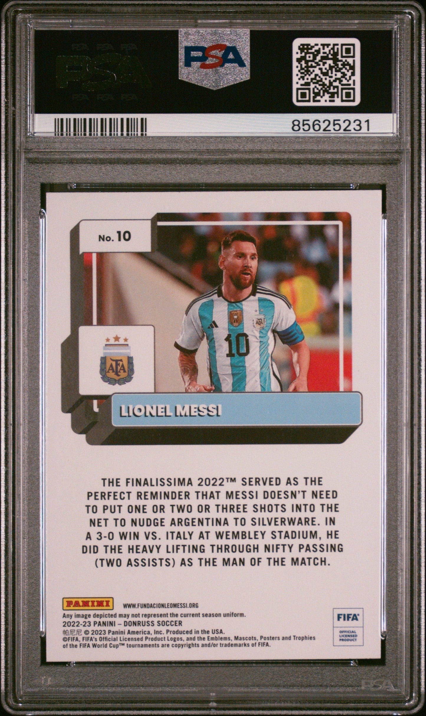 Graded 2022 Panini Donruss FIFA Lionel Messi #10 Silver Soccer Card PSA 9 Mint