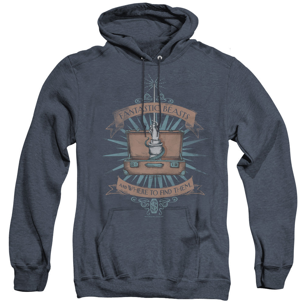 Fantastic Beasts Briefcase Heather Mens Hoodie Navy Officially Licensed