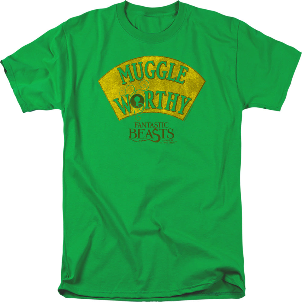 Fantastic Beasts Muggle Worthy Mens T Shirt Kelly Green Officially Licensed