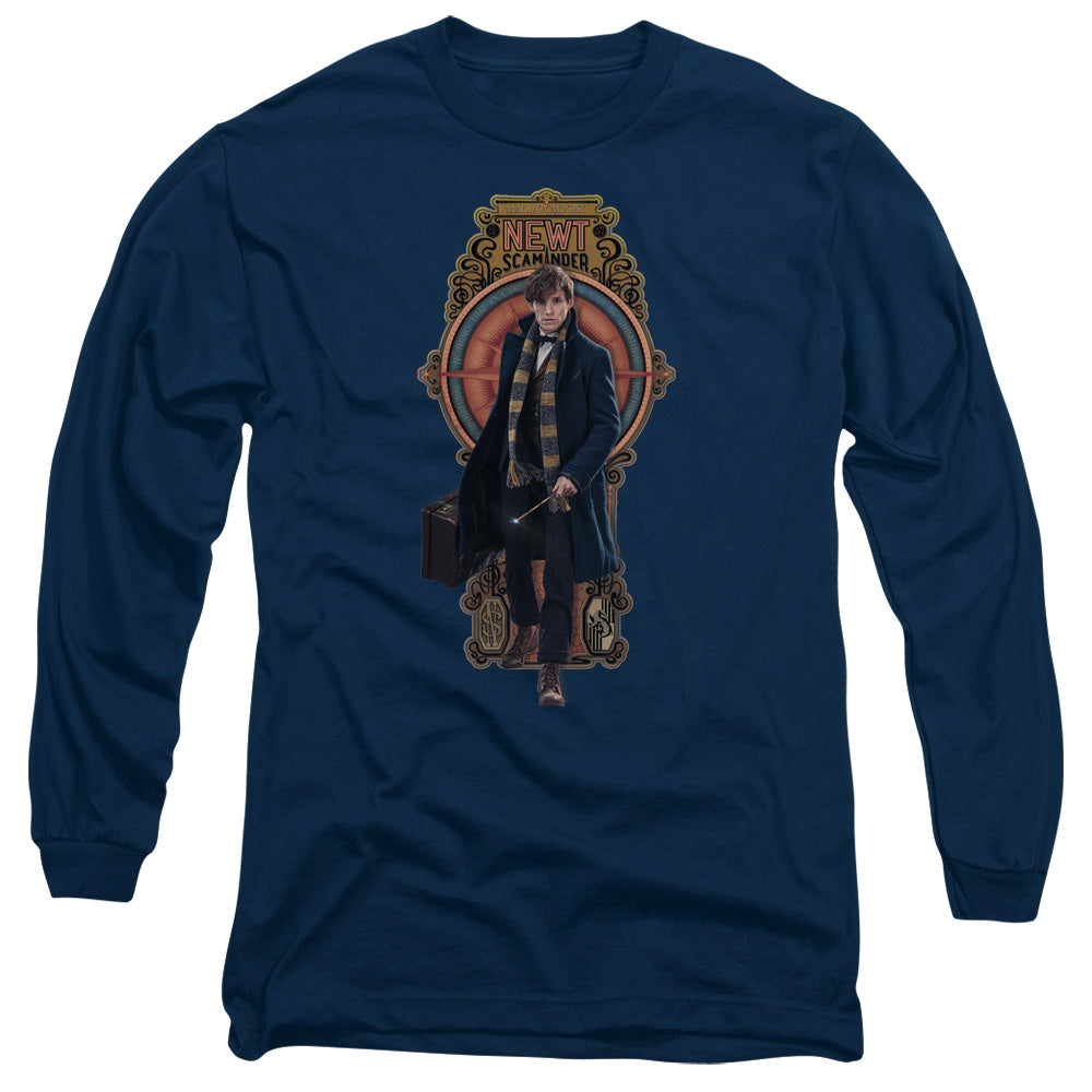 Fantastic Beasts Newt Scamander Mens Long Sleeve Shirt Navy Officially Licensed