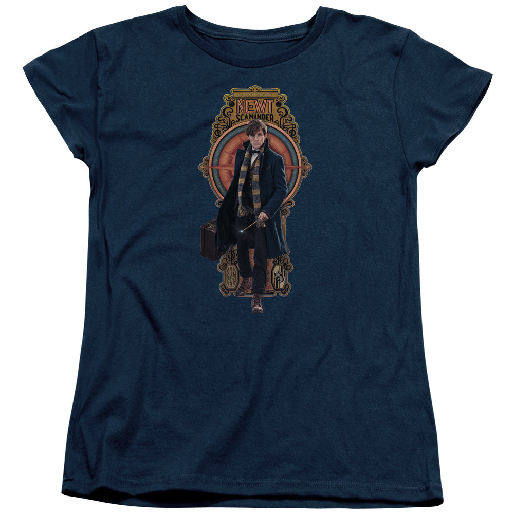 Fantastic Beasts Newt Scamander Womens T Shirt Navy Blue Officially Licensed