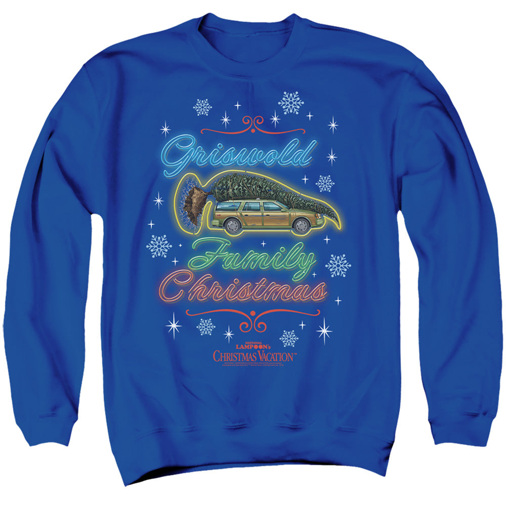 Christmas Vacation Neon Griswald Mens Crewneck Sweatshirt Royal Officially Licensed