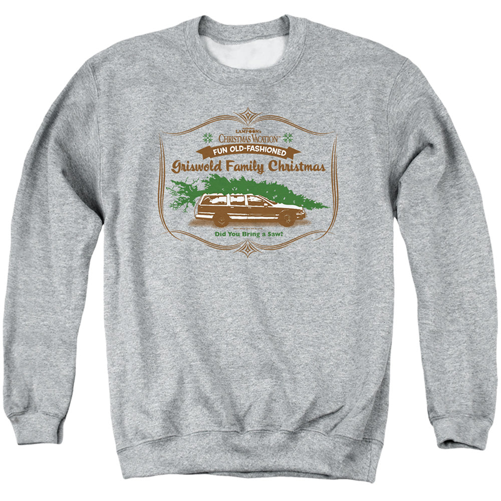 Christmas Vacation Did You Bring A Saw? Mens Crewneck Sweatshirt Athletic Heather Officially Licensed