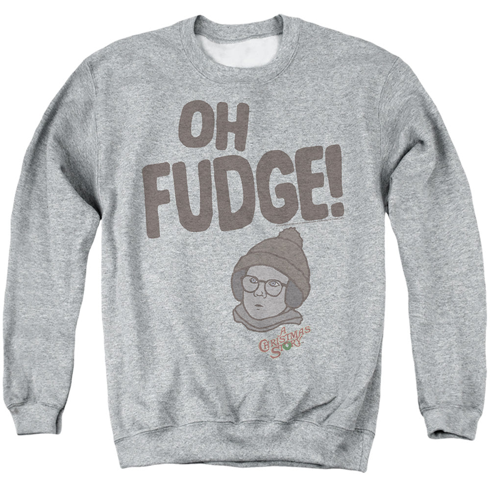 A Christmas Story Ralphie 'Oh Fudge!' Mens Crewneck Sweatshirt Athletic Heather