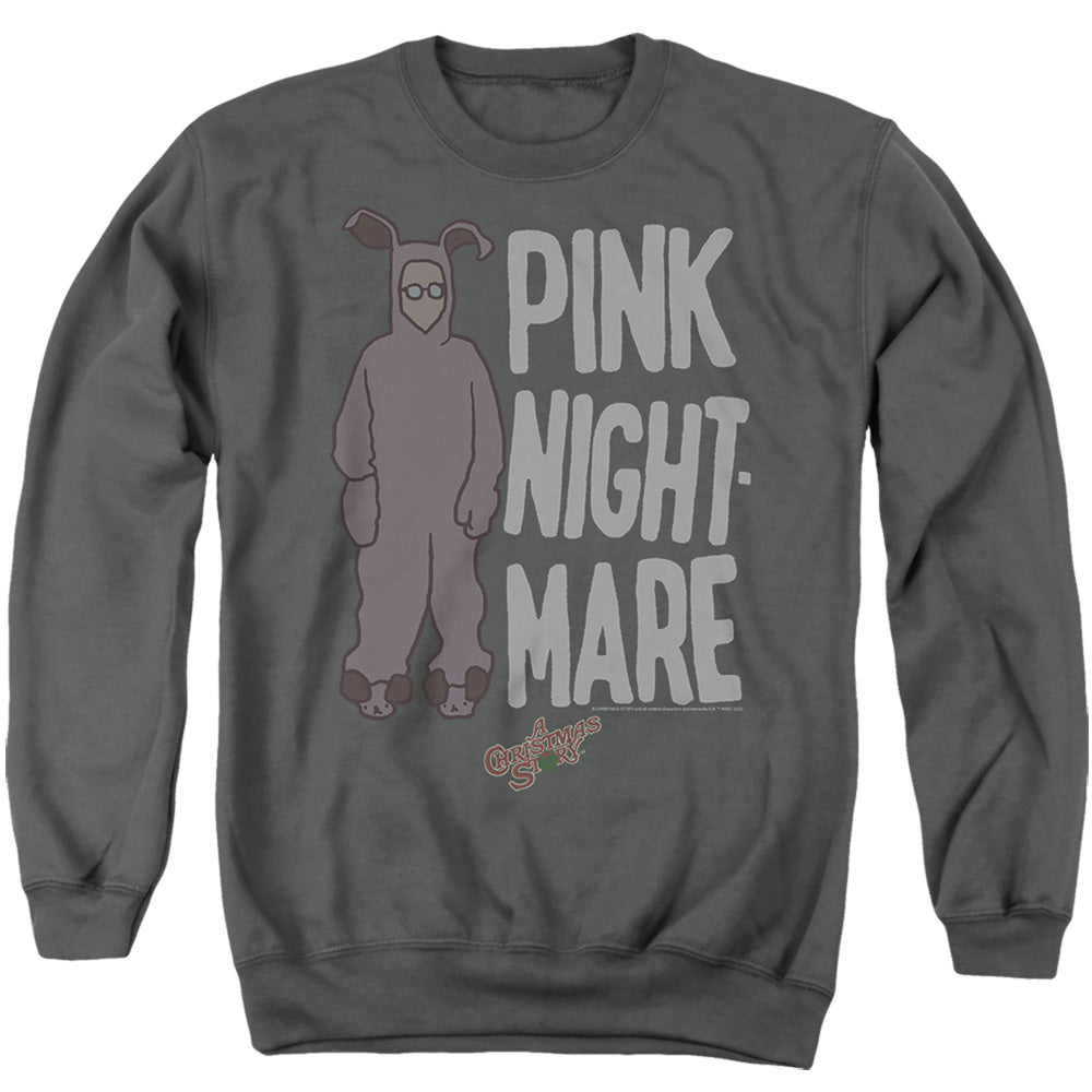 A Christmas Story Ralphie'S Pink Bunny Suit Mens Crewneck Sweatshirt Charcoal