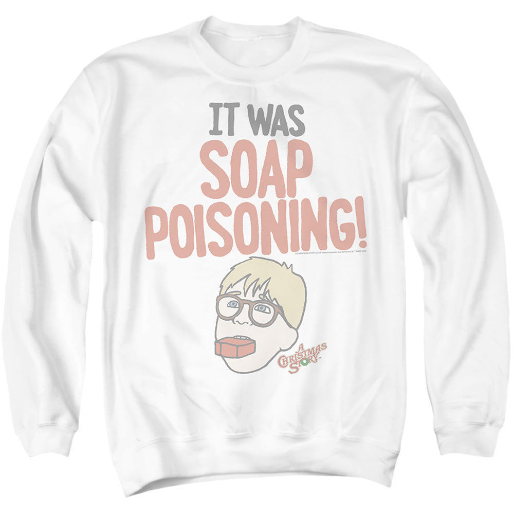 A Christmas Story Ralphie 'It Was Soap Poisoning' Mens Crewneck Sweatshirt White