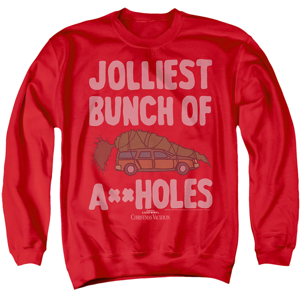 Christmas Vacation Griswold Jolliest Bunch Of A-Holes Mens Crewneck Sweatshirt Red Officially Licensed