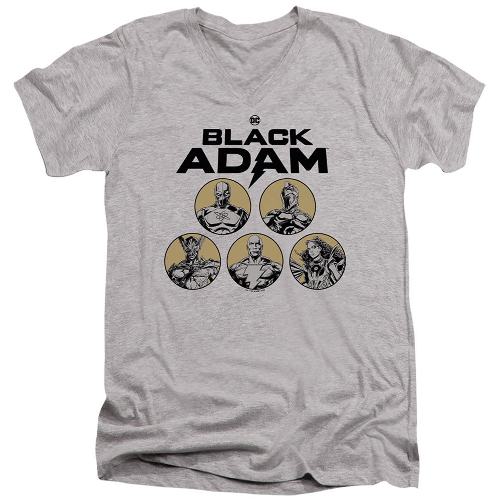 Black Adam Black Adam Contrast Group Mens Slim Fit V-Neck T Shirt Athletic Heather Officially Licensed