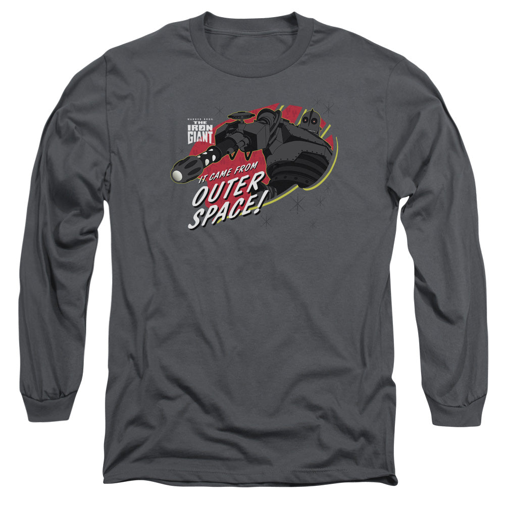 Iron Giant Outer Space Mens Long Sleeve Shirt Charcoal Officially Licensed