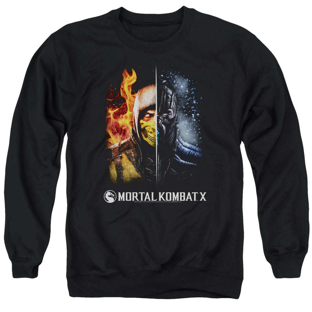 Mortal Kombat Fire And Ice Mens Crewneck Sweatshirt Black Officially Licensed