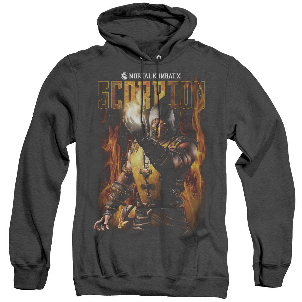 Mortal Kombat Scorpion Mens Heather Hoodie Black Officially Licensed