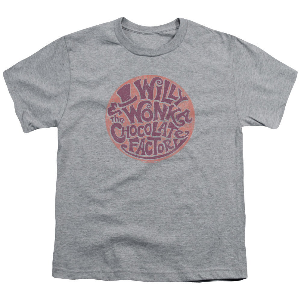 Willy Wonka And The Chocolate Factory Circle Logo Kids Youth T Shirt Athletic Heather Officially Licensed