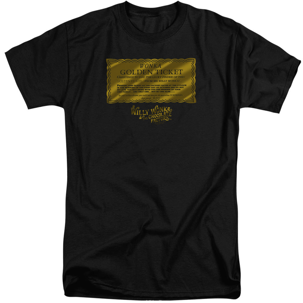 Willy Wonka And The Chocolate Factory Golden Ticket Mens Tall T Shirt Black Officially Licensed