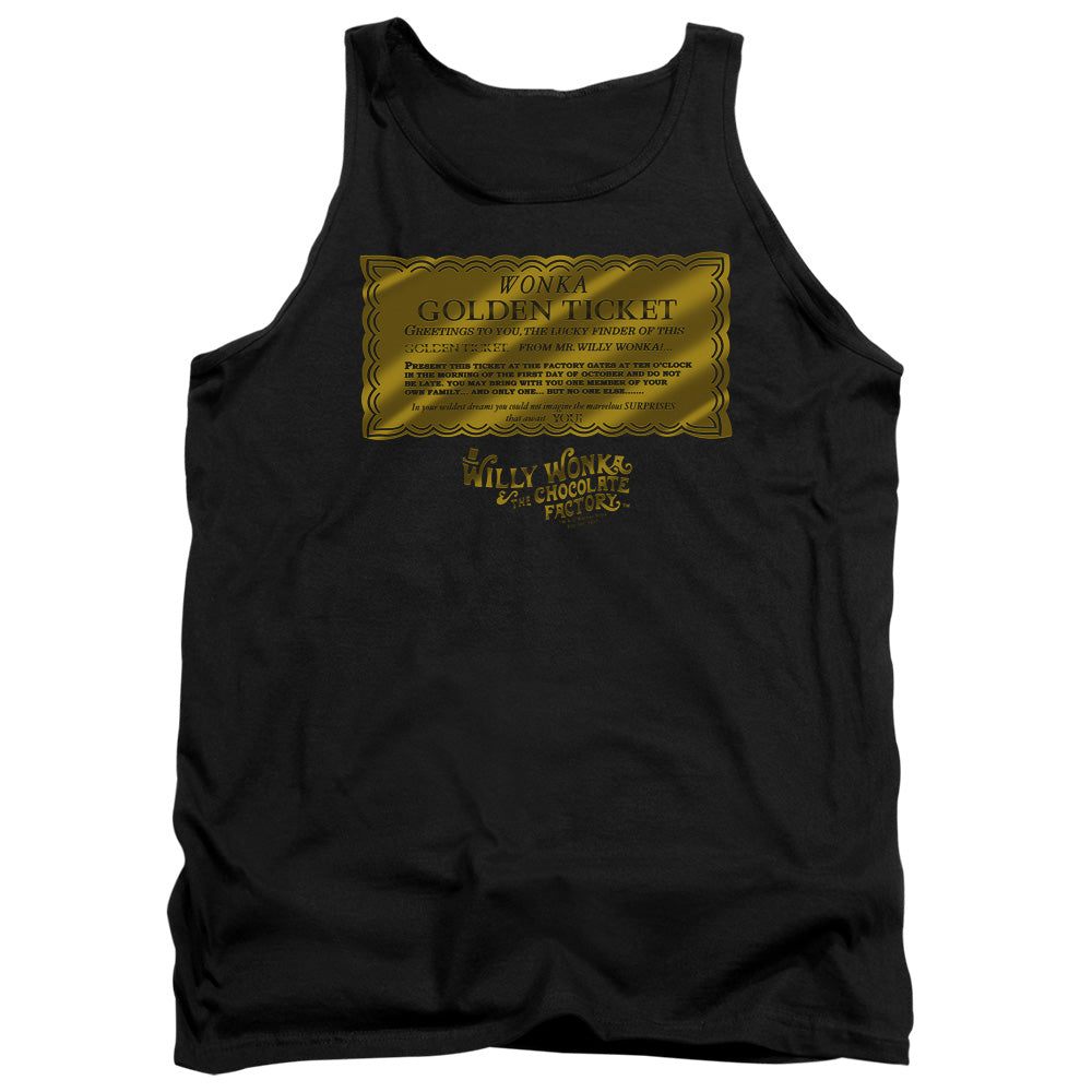 Willy Wonka And The Chocolate Factory Golden Ticket Mens Tank Top Shirt Black Officially Licensed