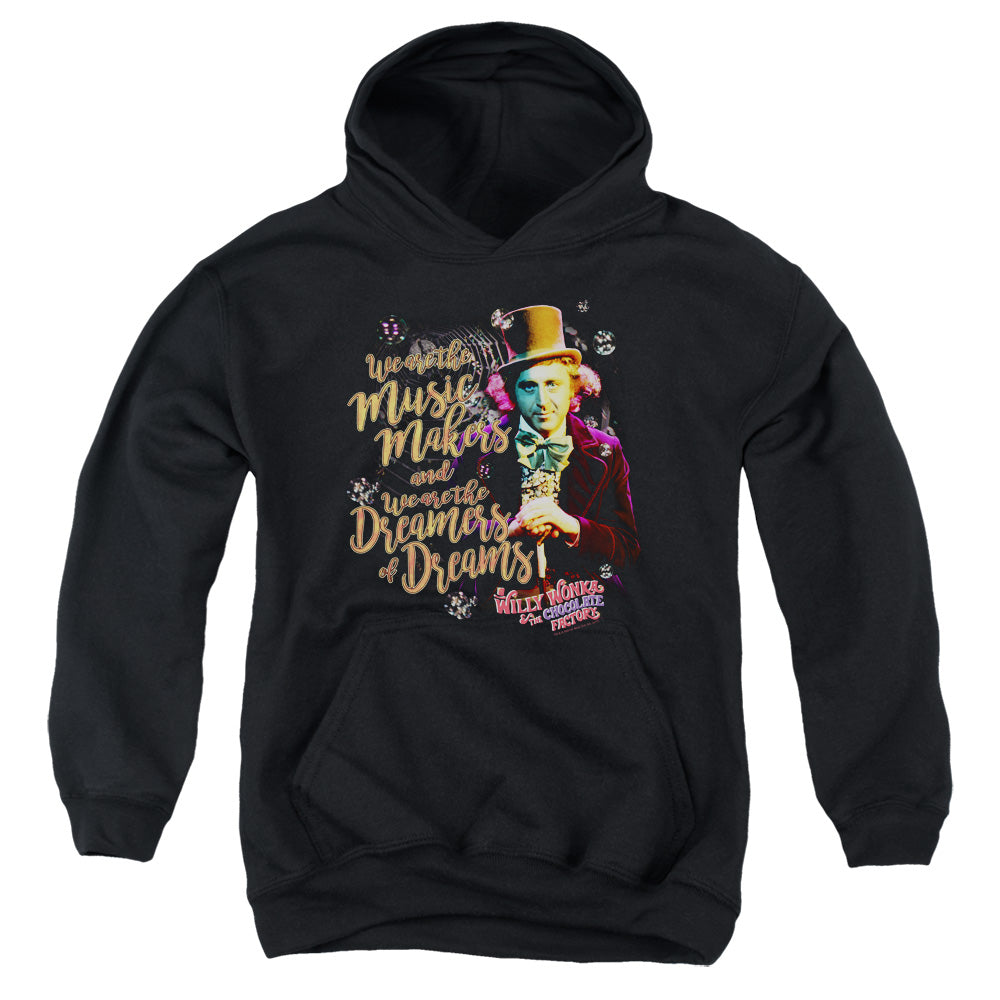 Willy Wonka And The Chocolate Factory Music Makers Kids Youth Hoodie Black Officially Licensed
