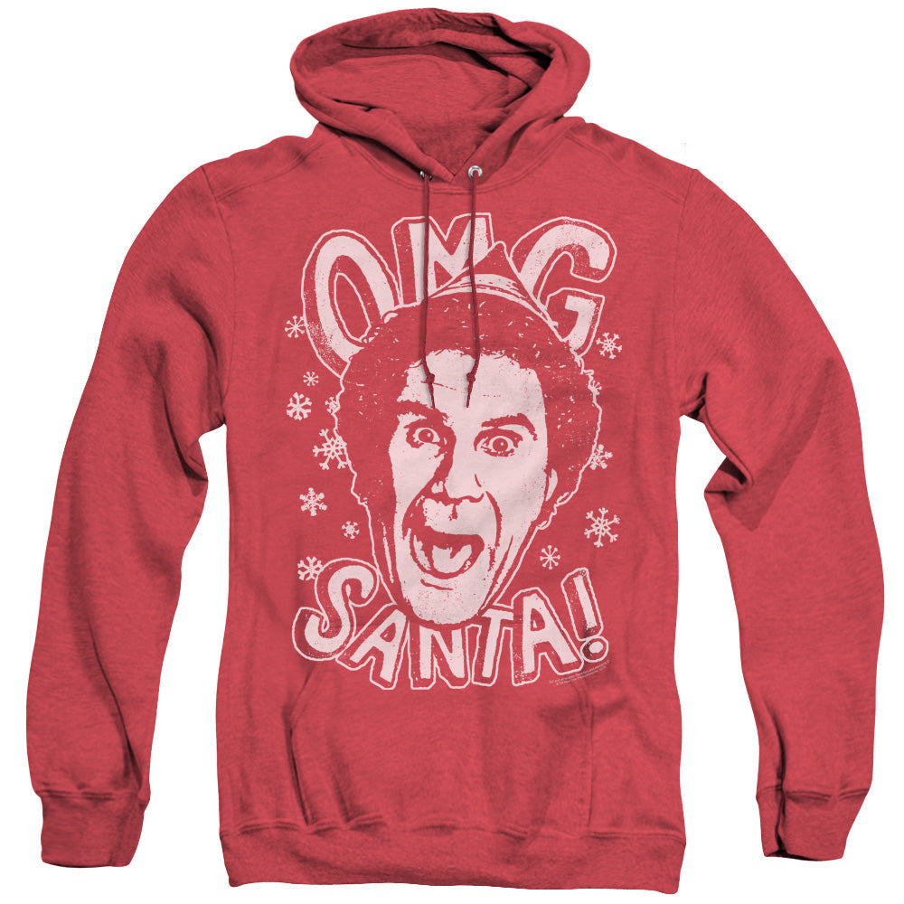 Elf Omg Santa Mens Heather Hoodie Red Officially Licensed