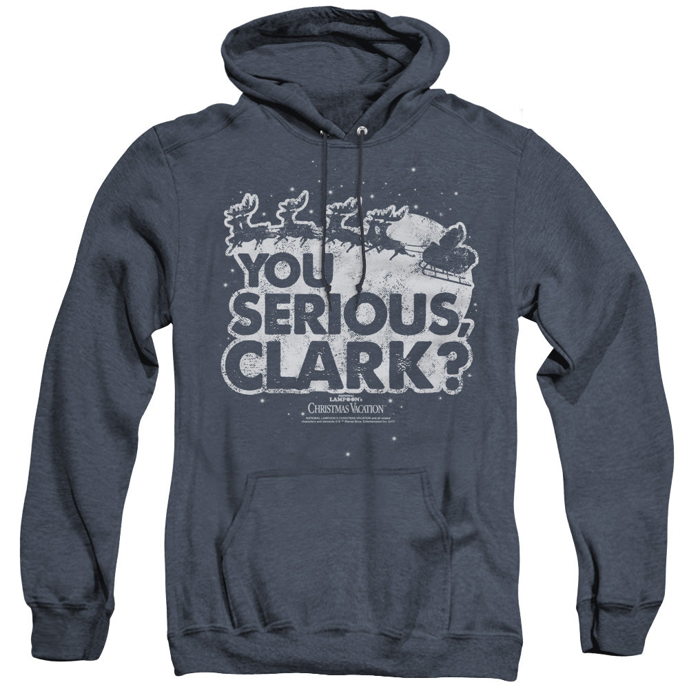 Christmas Vacation You Serious Clark Mens Heather Hoodie Navy Officially Licensed