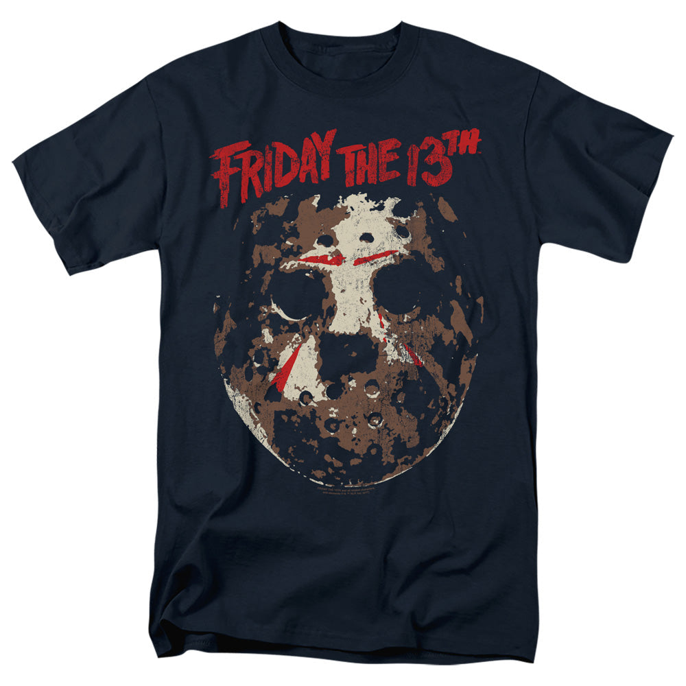 Friday The 13Th Rough Mask Mens T Shirt Navy Officially Licensed