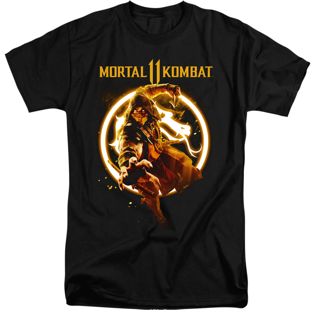 Mortal Kombat 11 Scorpion Flames Mens Tall T Shirt Black Officially Licensed