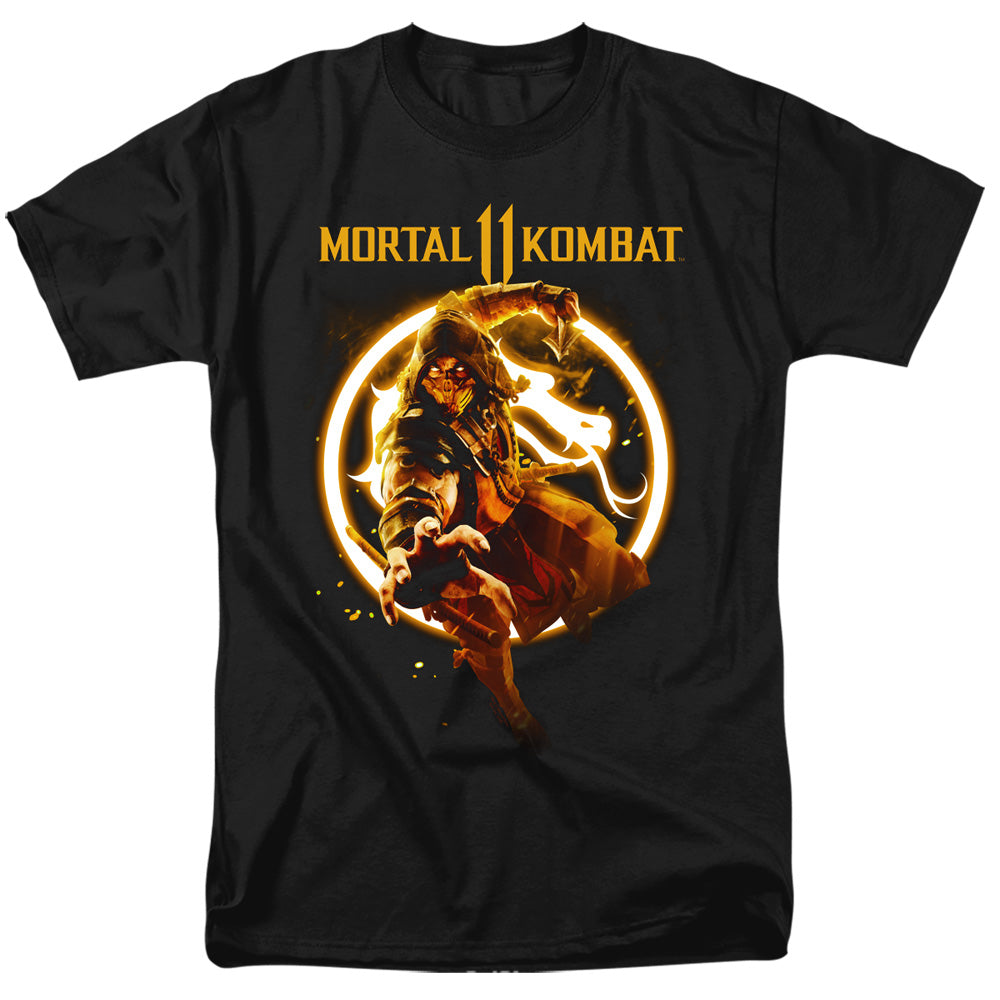 Mortal Kombat 11 Scorpion Flames Mens T Shirt Black Officially Licensed