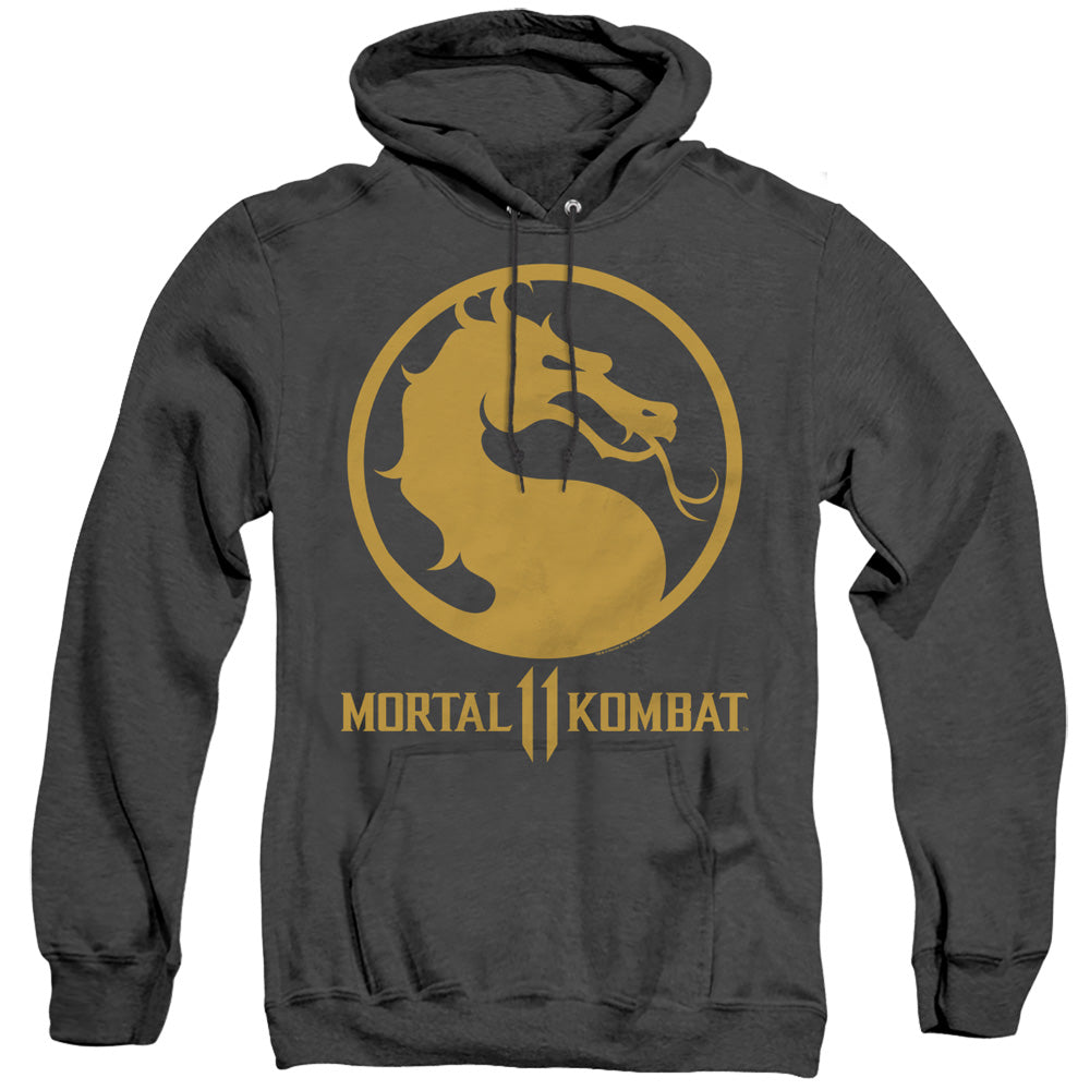 Mortal Kombat 11 Dragon Logo Mens Heather Hoodie Black Officially Licensed