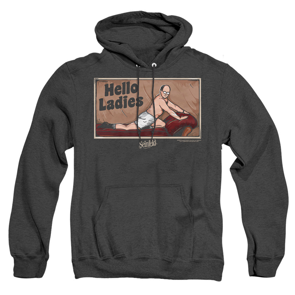 Seinfeld Hello Ladies Mens Heather Hoodie Black Officially Licensed