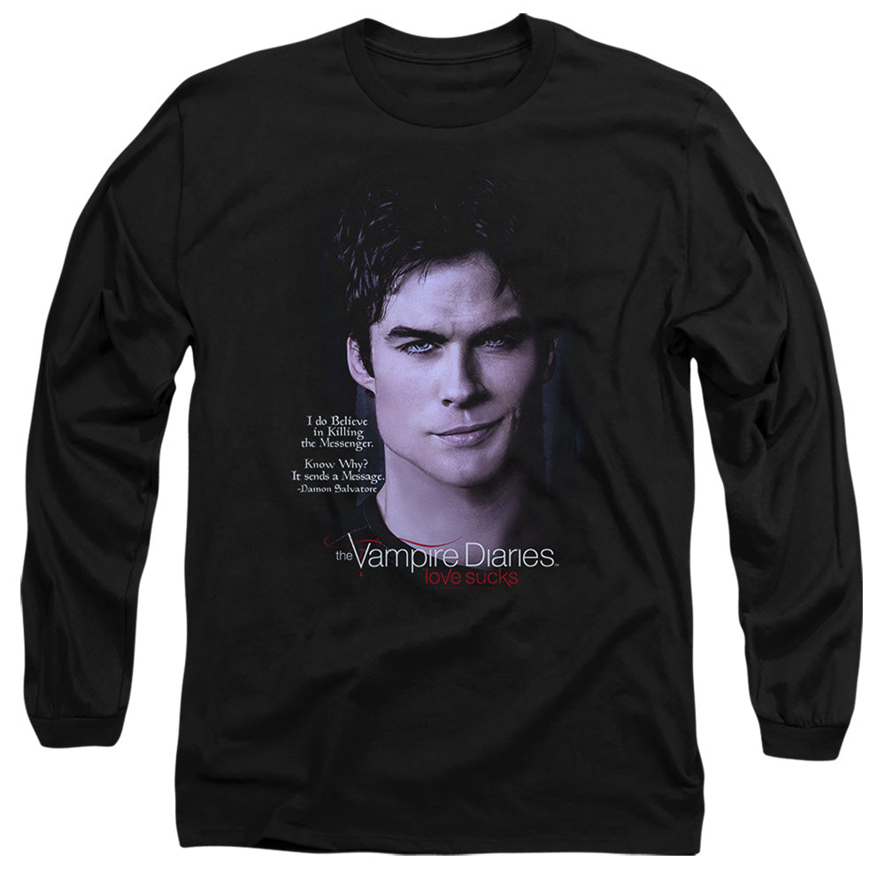 Vampire Diaries Messanger Mens Long Sleeve Shirt Black Officially Licensed